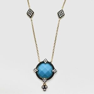 New Freida Rothman Brooklyn Grit Turquoise Compass Pendant Gold Necklace
